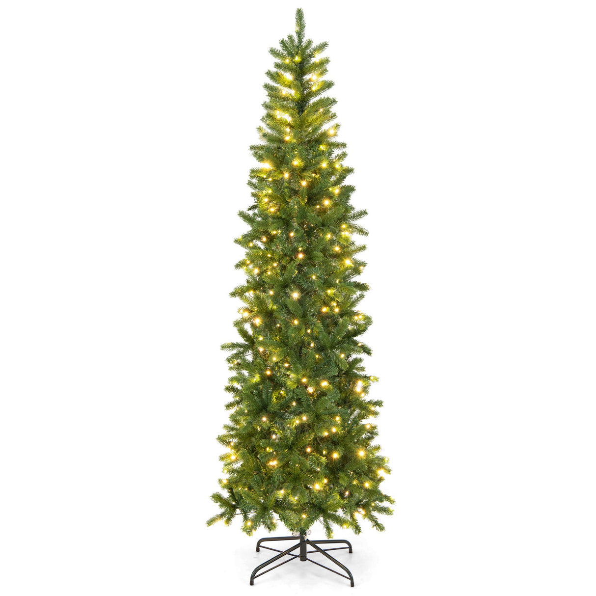 Árbol de Navidad artificial preiluminado de 7.5 pies con luces LED blancas cálidas y de varios colores