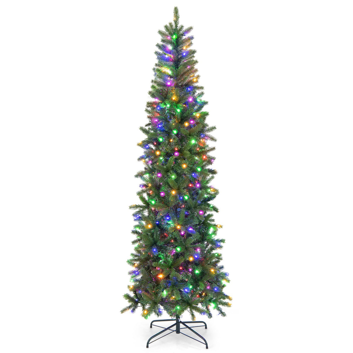Árbol de Navidad artificial preiluminado de 7.5 pies con luces LED blancas cálidas y de varios colores