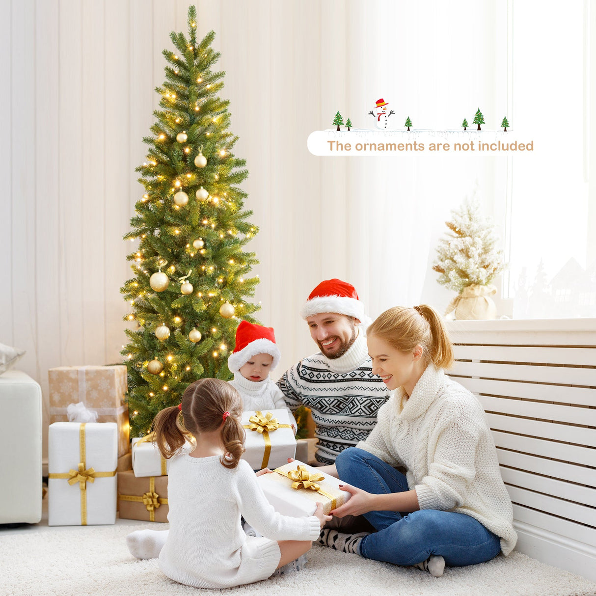 Árbol de Navidad artificial preiluminado de 7.5 pies con luces LED blancas cálidas y de varios colores