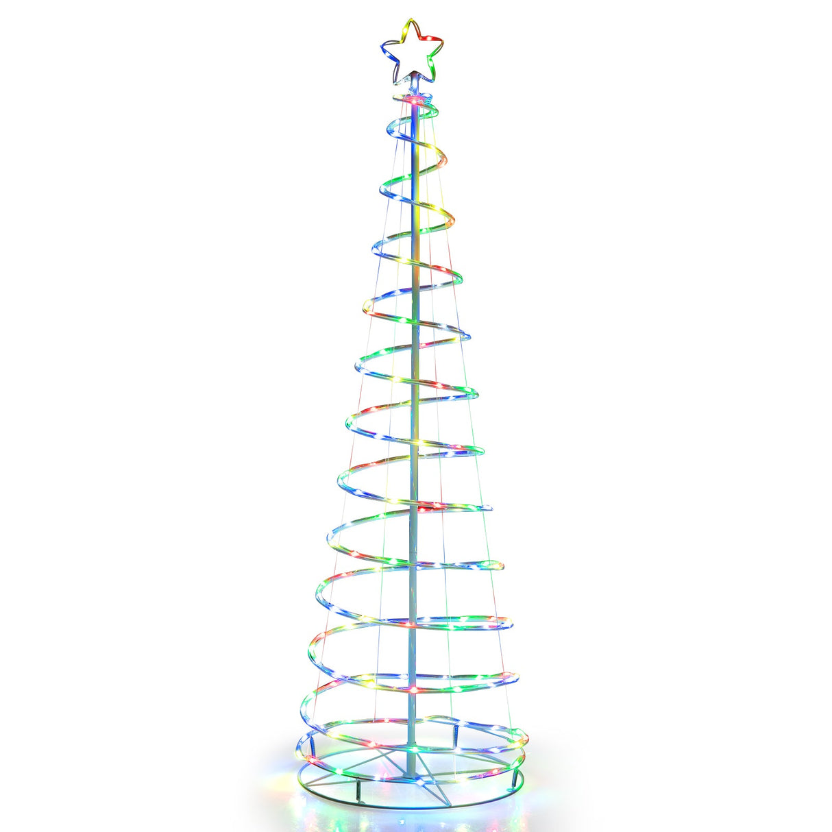 Árbol de Navidad espiral iluminado de 6 pies con estrella en la copa - Blanco