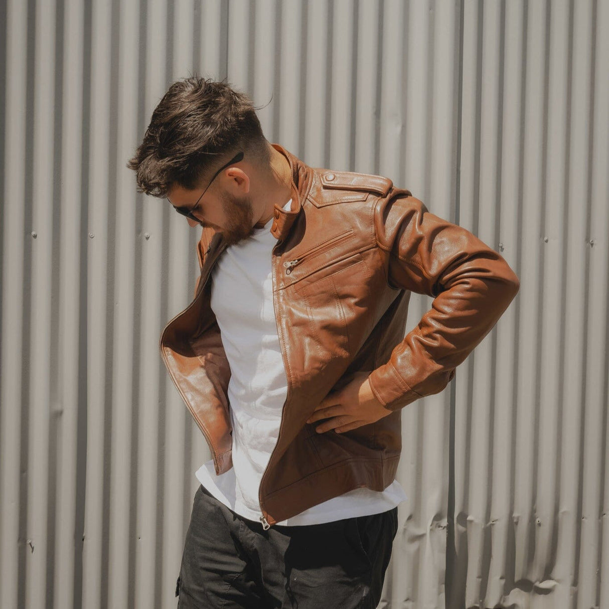La chaqueta de cuero Wilkinson en marrón