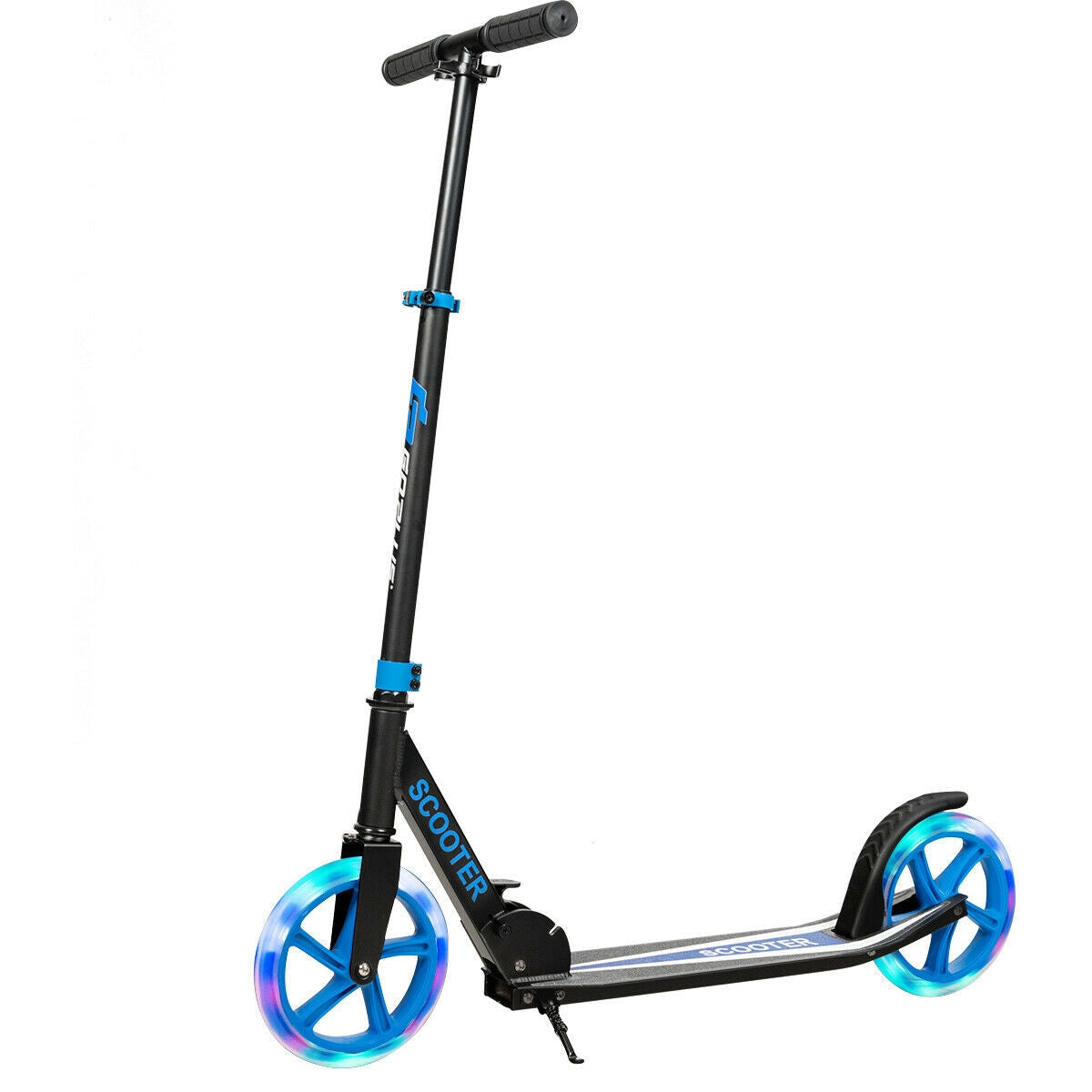 Patinete Plegable Deportivo Portátil con Ruedas LED - Azul