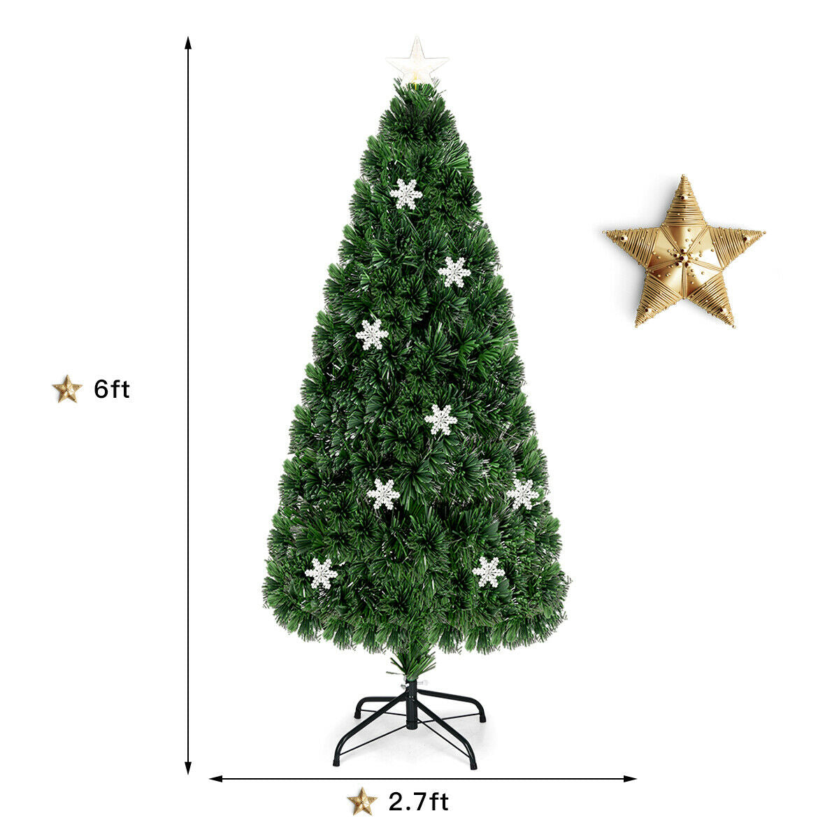 Árbol de Navidad Artificial Óptico LED con Copos de Nieve