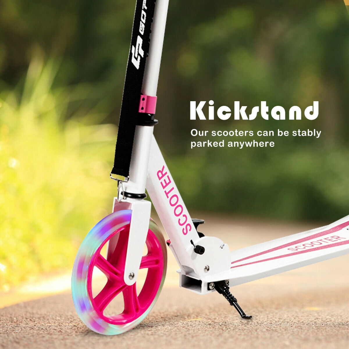 Patinete deportivo plegable portátil con ruedas LED-Rosa