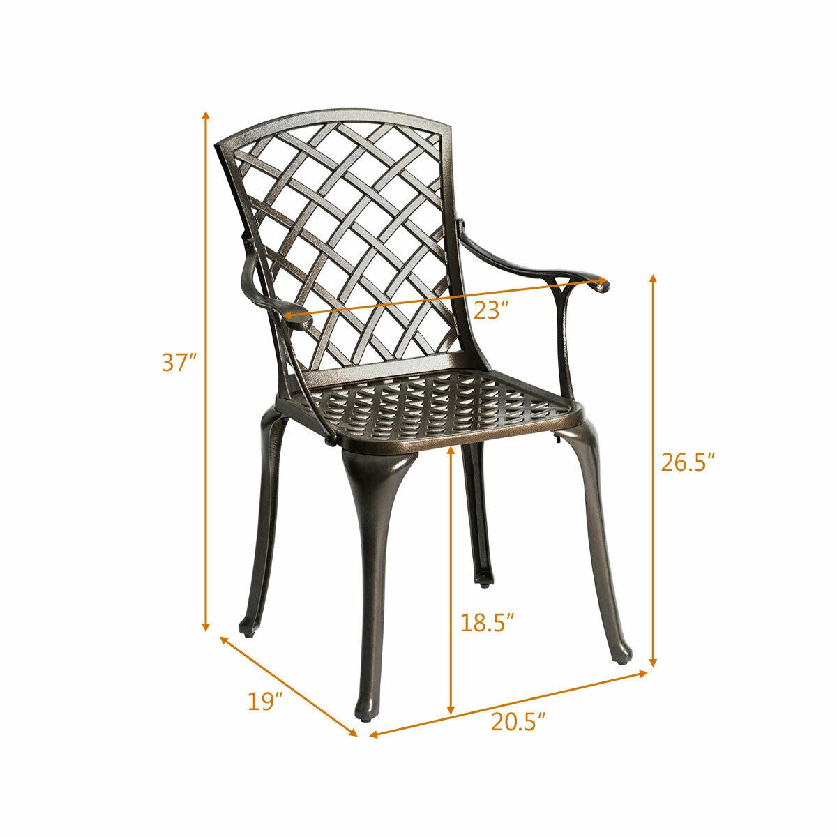 Juego de comedor de aluminio para exterior con 2 sillas de bistró para patio
