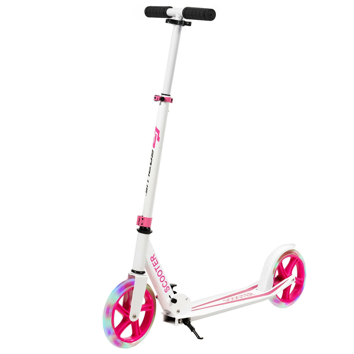 Patinete deportivo plegable portátil con ruedas LED-Rosa