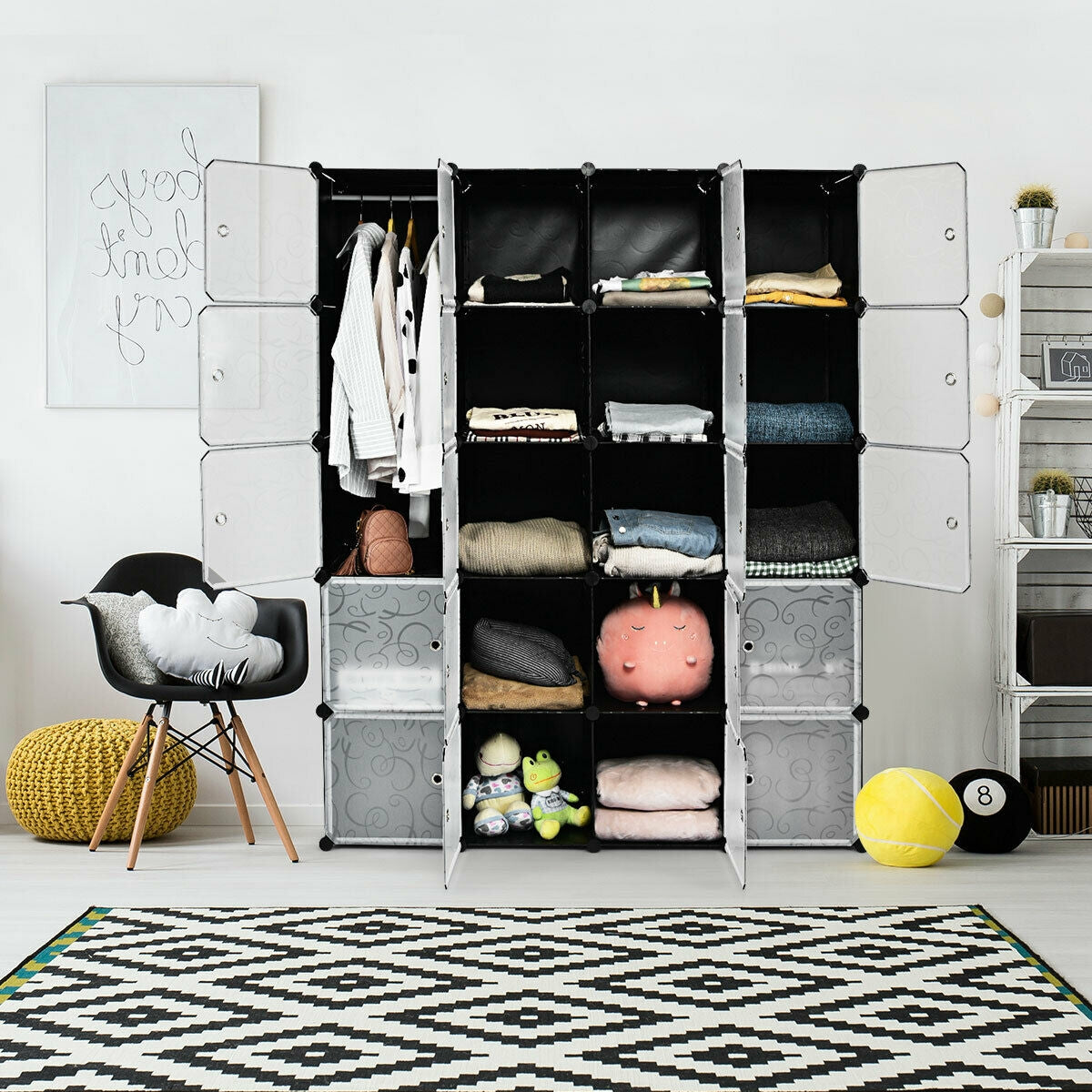 Organizador de Almacenamiento de Cubos de Plástico de Bricolaje de 20 Cubos con Puertas
