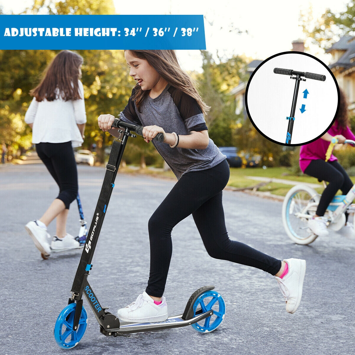 Patinete Plegable Deportivo Portátil con Ruedas LED - Azul