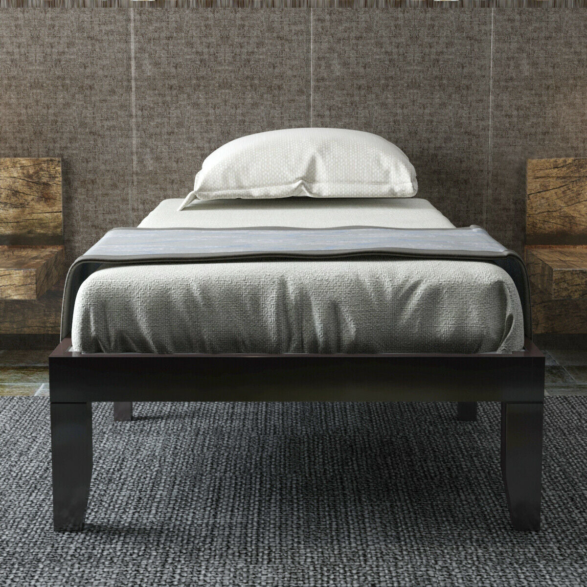 Base de cama de madera con listones de 14 pulgadas tamaño individual