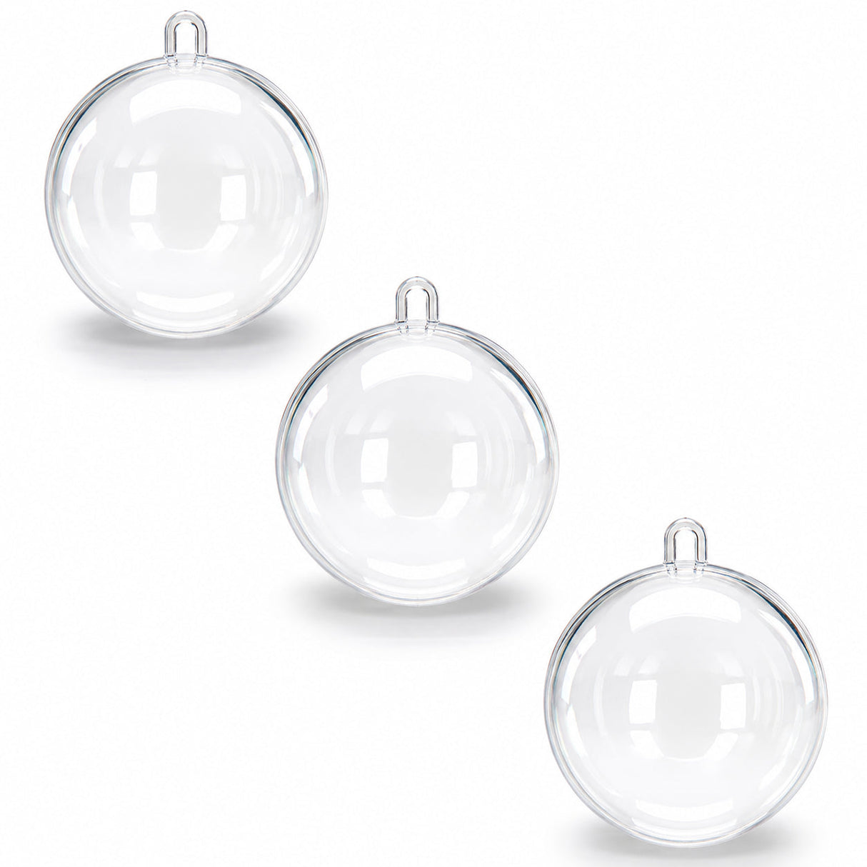 2.36-Inch Clear Plastic Fillable Christmas Ball Ornaments for DIY Crafts: Set of 3