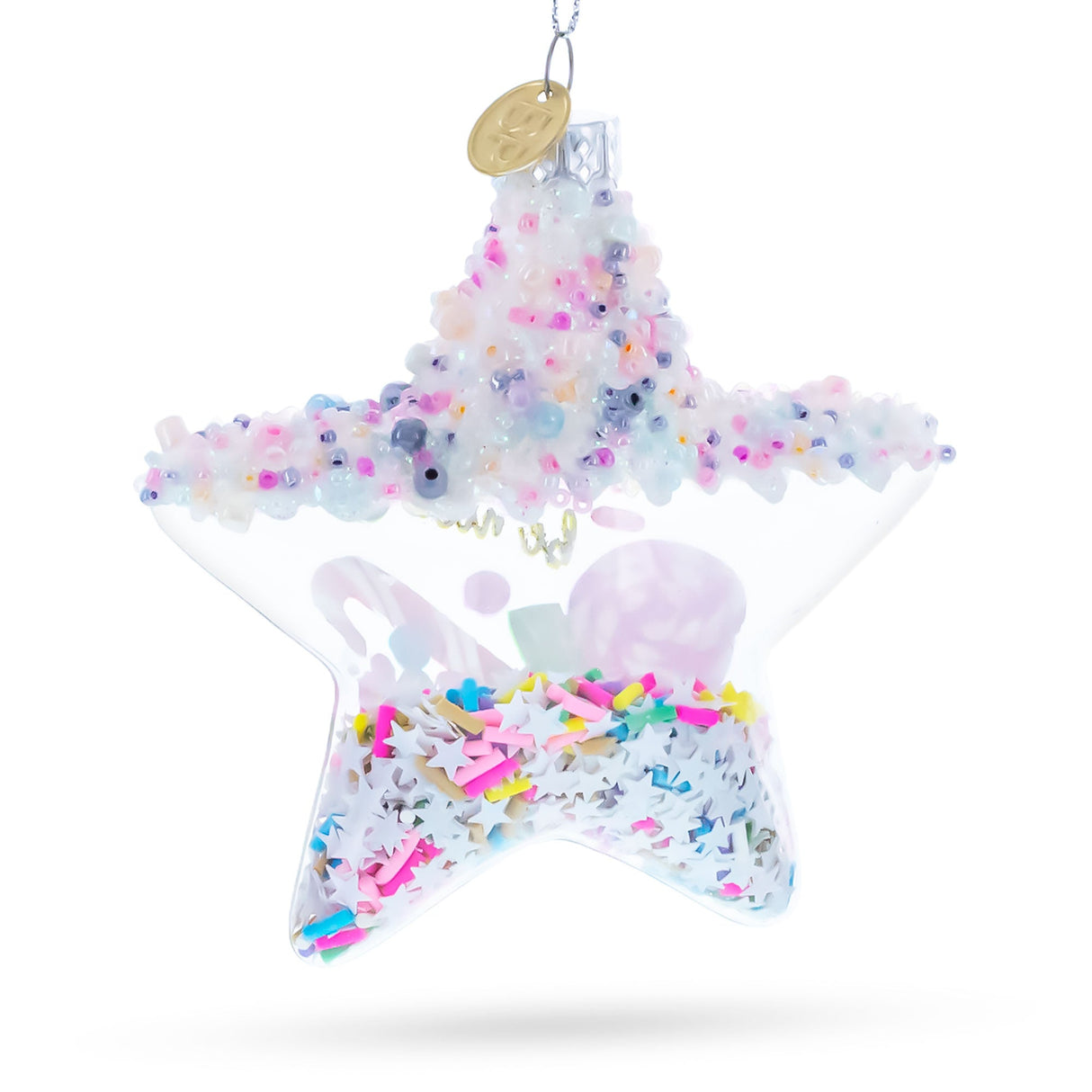Sugar Star with Shakable Sprinkles Glass Christmas Ornament