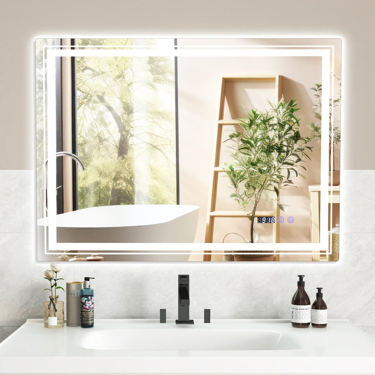 Espejo de baño LED antivaho con función de memoria y antivaho