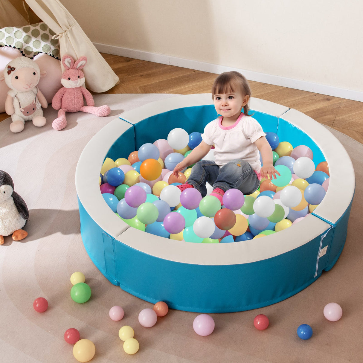 Piscina de bolas de espuma desmontable con 50 bolas oceánicas de colores