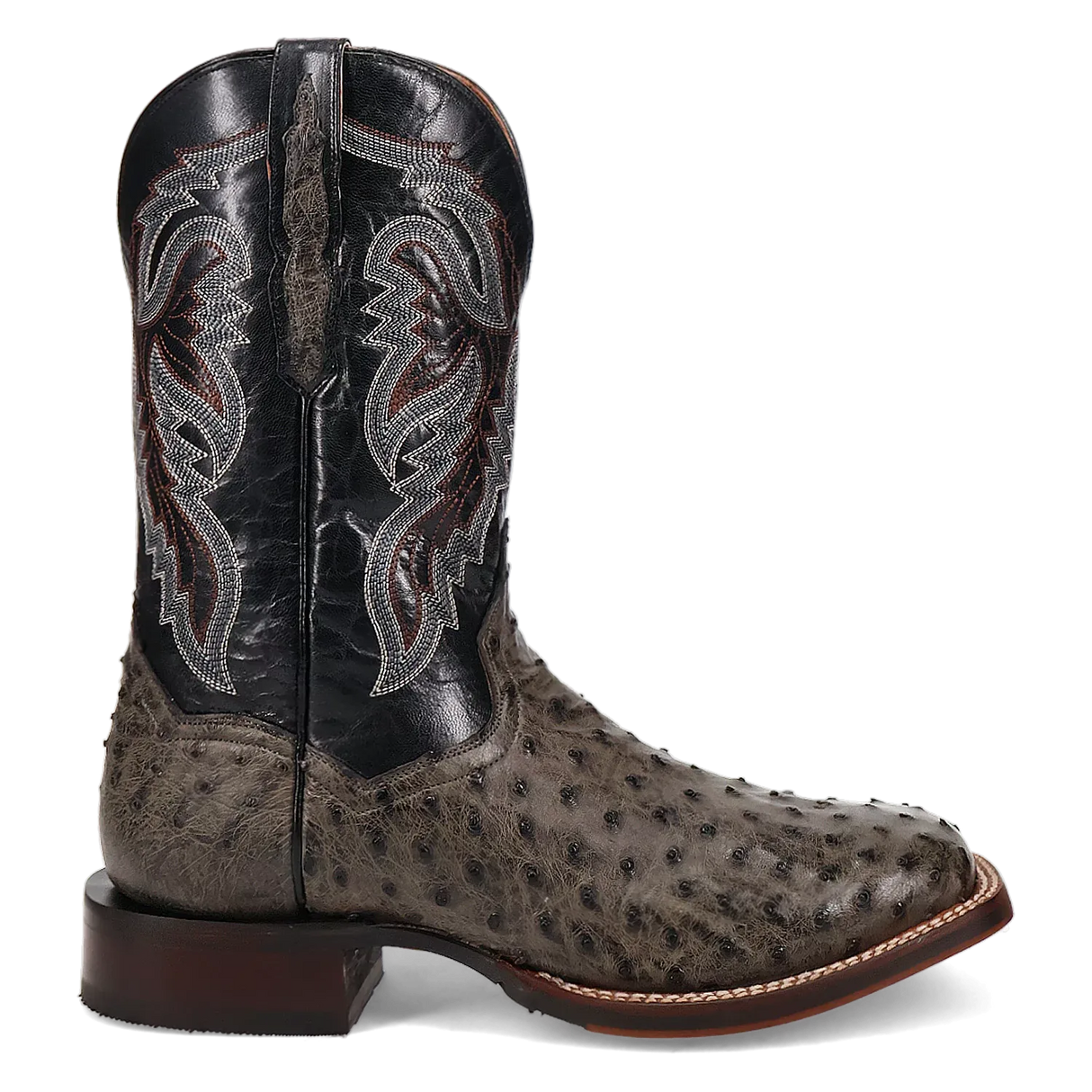 Botas Cowboy Dan Post Alamosa (Gris/Negro) - Piel de Avestruz para Hombre