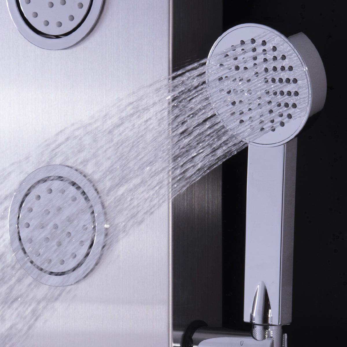 Panel de ducha de acero inoxidable de 47 pulgadas con jets de masaje y ducha de mano