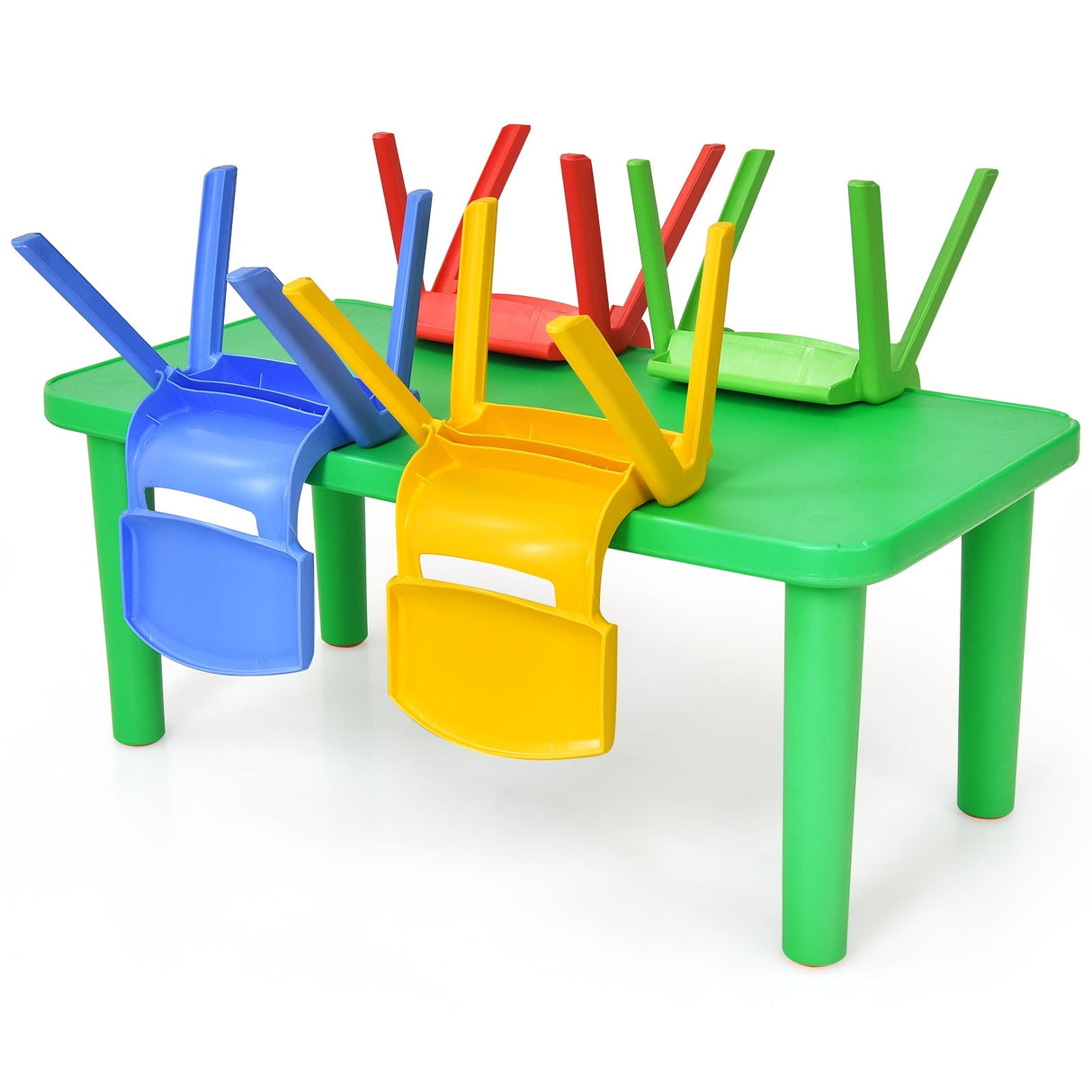 Juego de Mesa y 4 Sillas de Plástico de Colores para Niños