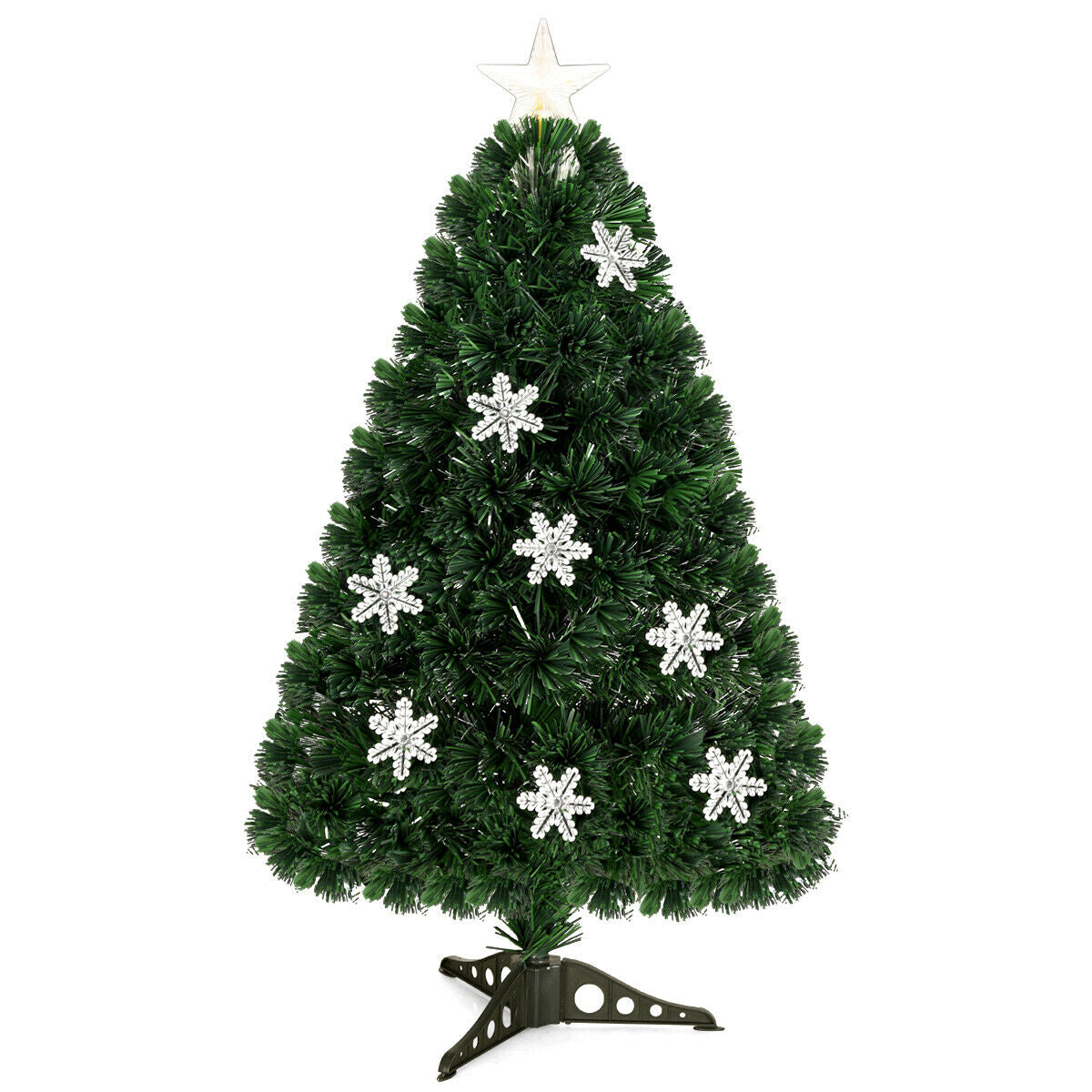 Árbol de Navidad Artificial Óptico LED con Copos de Nieve