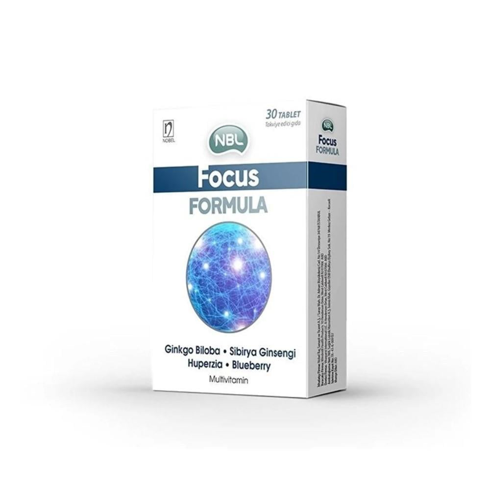 NBL Focus Formula - with Ginkgo Biloba, Ginseng & Vitamins - 30 Tablets