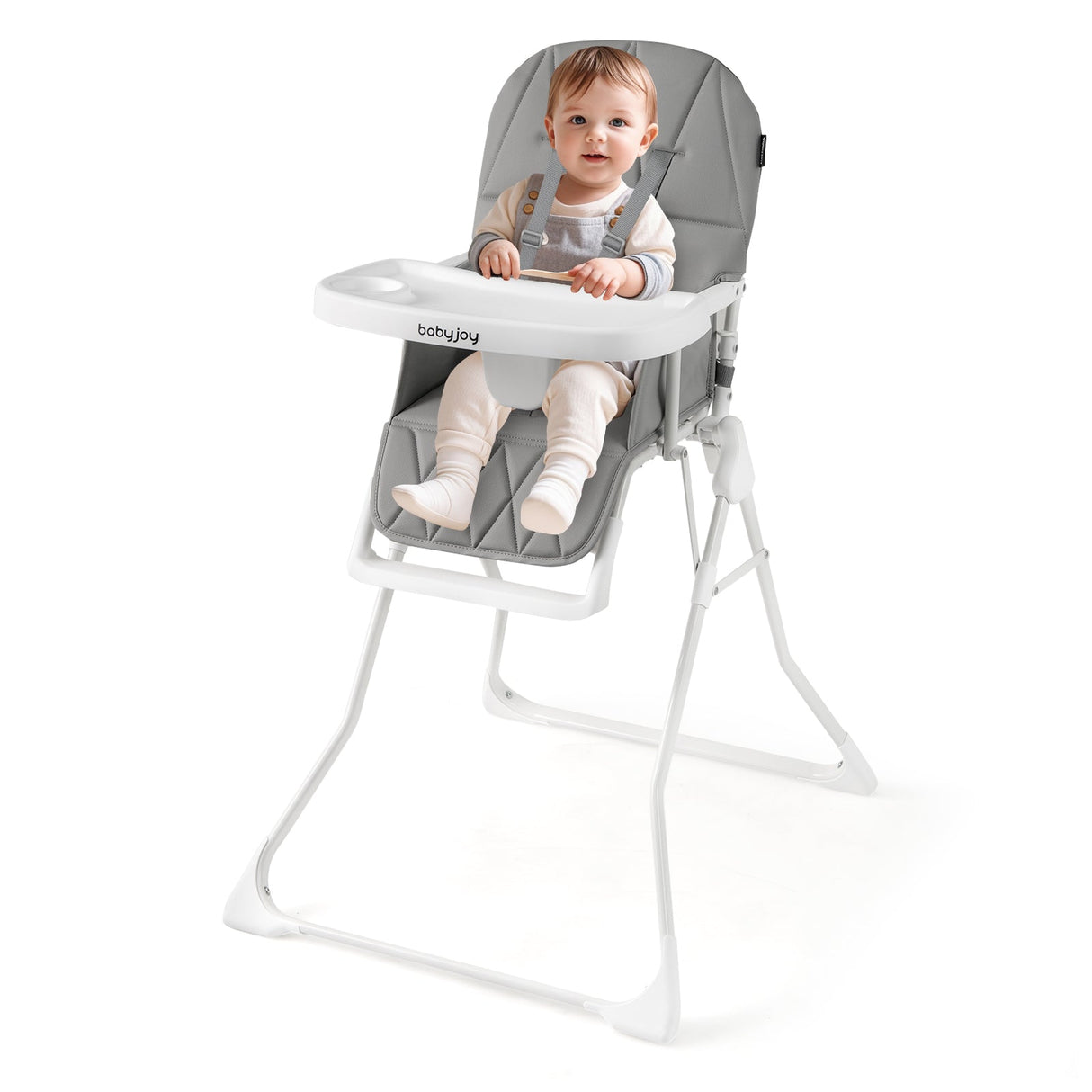 Trona compacta Easy Clean con bandeja ajustable extraíble y cojín de asiento de PU