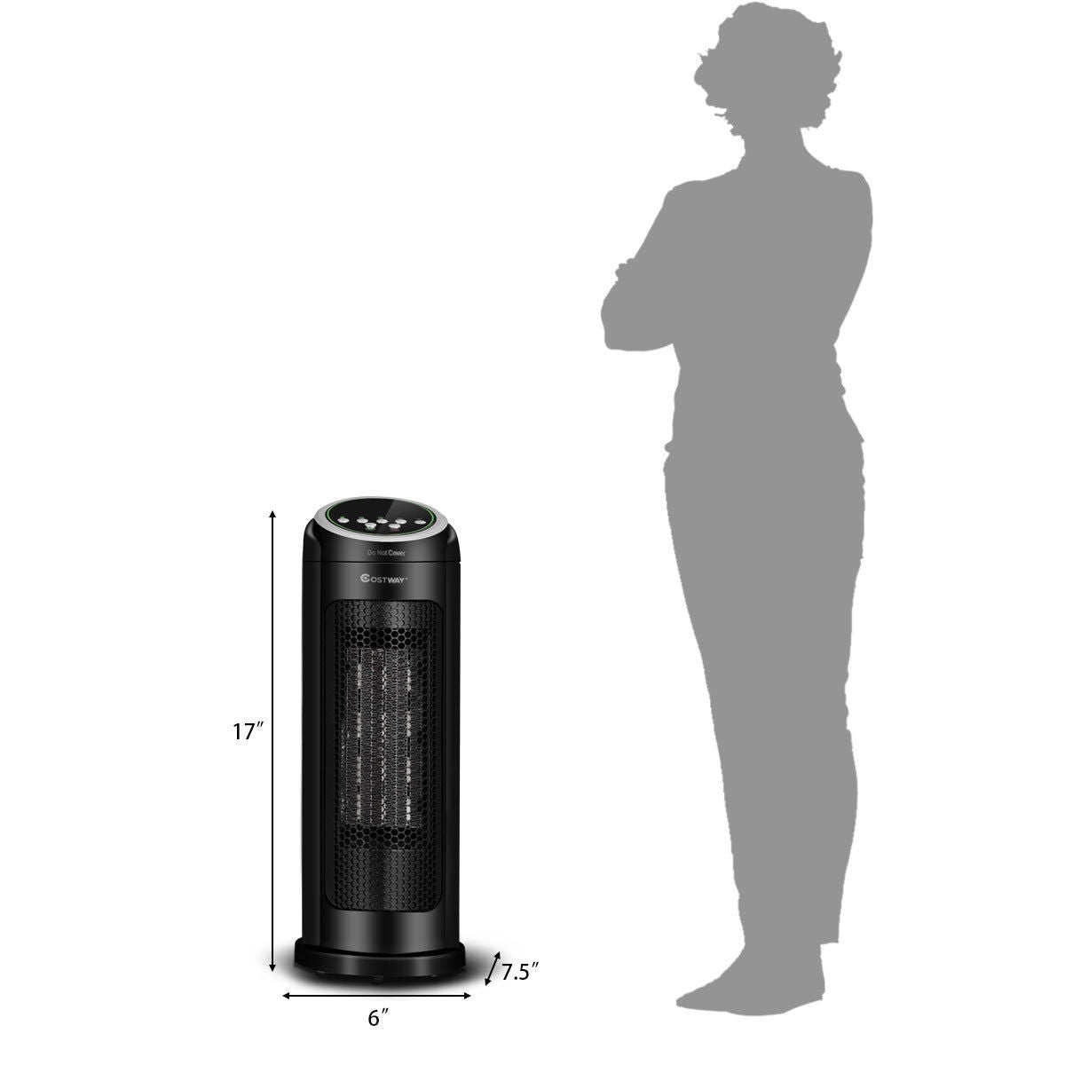 Calentador de espacio portátil PTC cerámico oscilante de 1500 W con LED