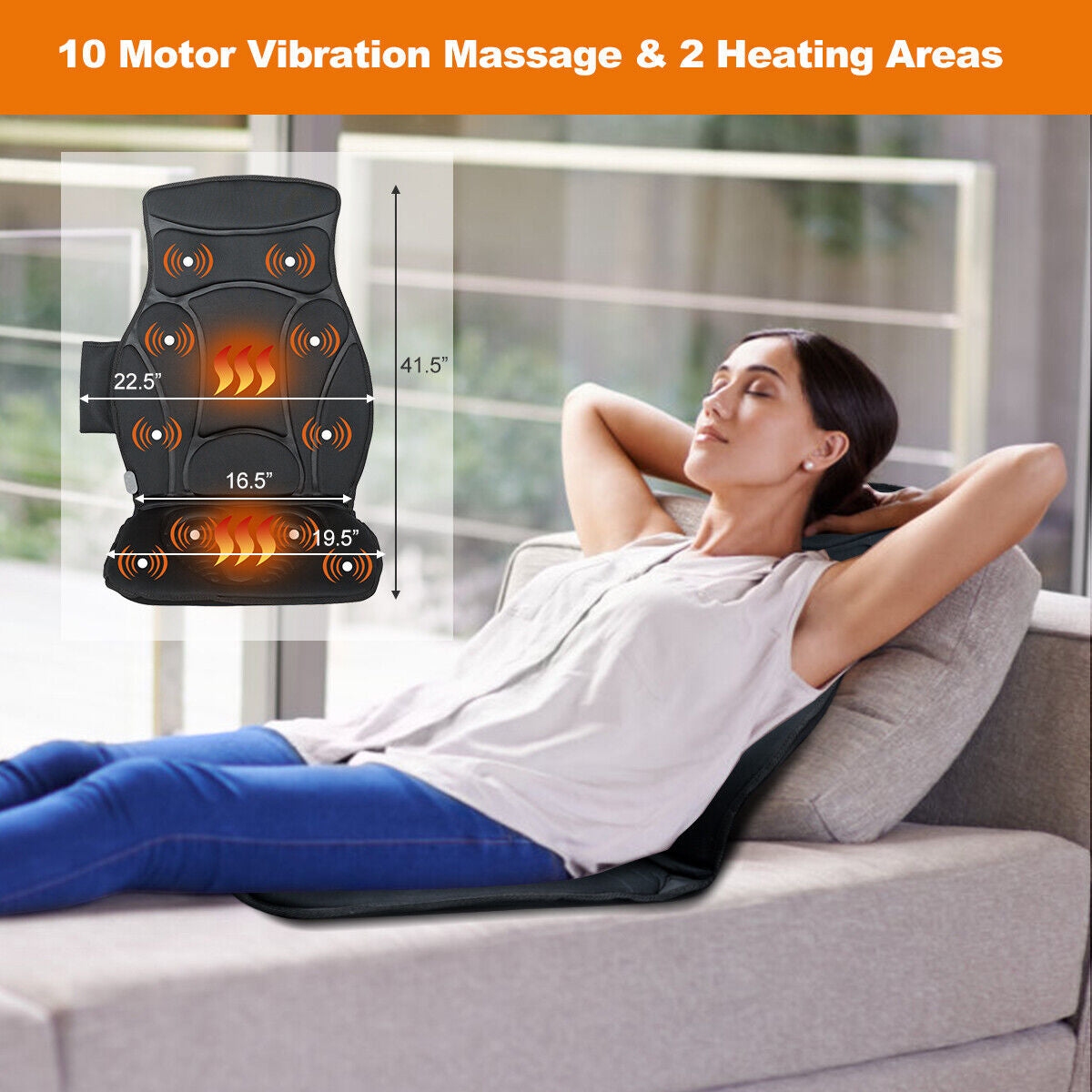 Colchoneta de Masaje Corporal Completo Plegable con 10 Motores de Vibración