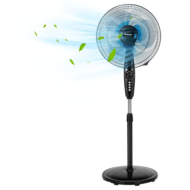 Ventilador de pedestal silencioso y oscilante de 16 pulgadas con altura ajustable para el hogar y la oficina