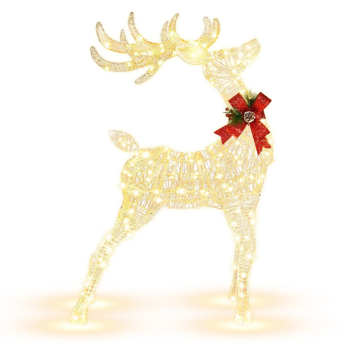 Reno Iluminado de Pie con Estacas para Decoración Navideña