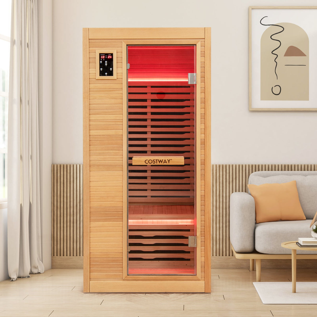 Sala de Sauna de Madera de Infrarrojo Lejano con Altavoces Bluetooth y Ionizador de Oxígeno para 1-2 personas