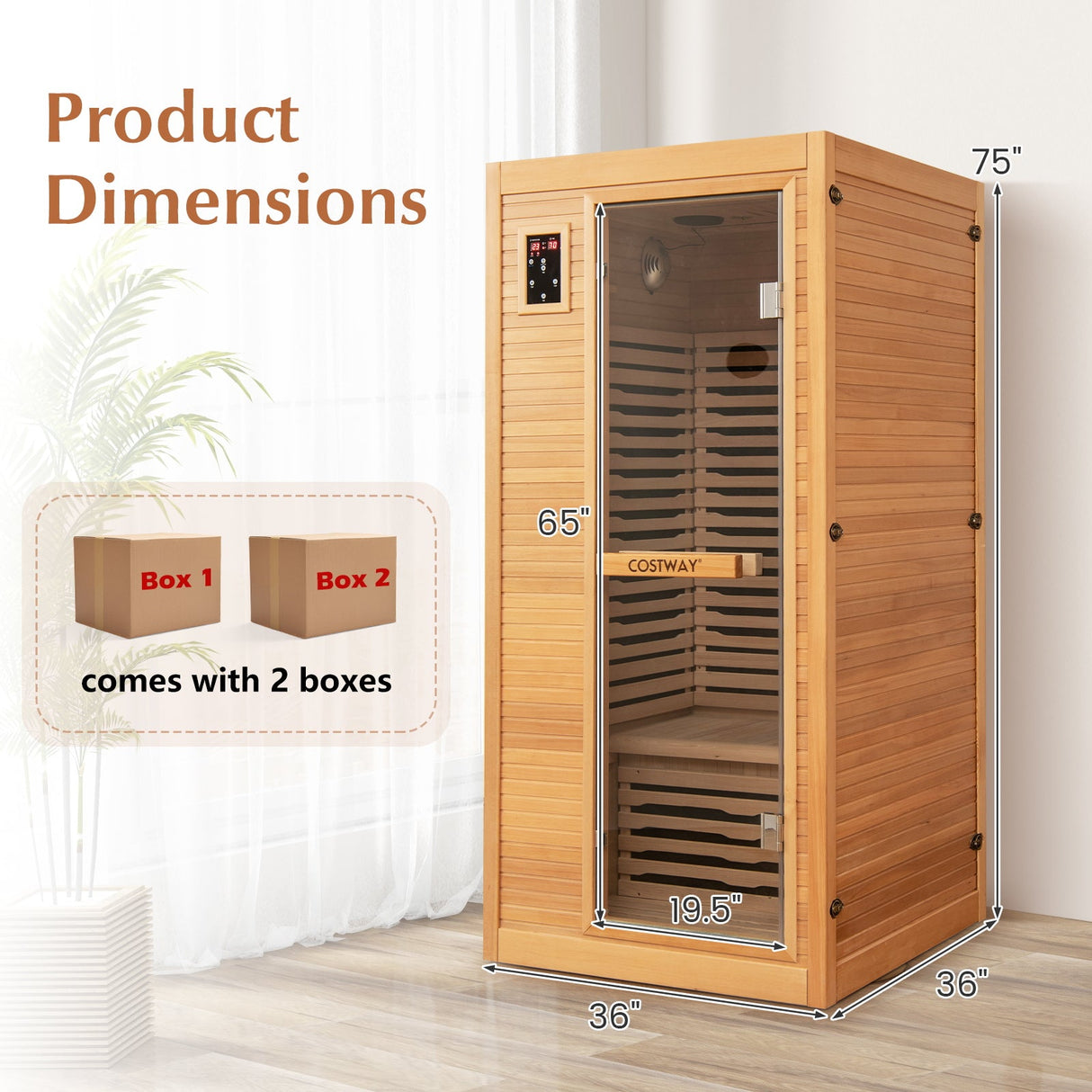 Sala de Sauna de Madera de Infrarrojo Lejano con Altavoces Bluetooth y Ionizador de Oxígeno para 1-2 personas