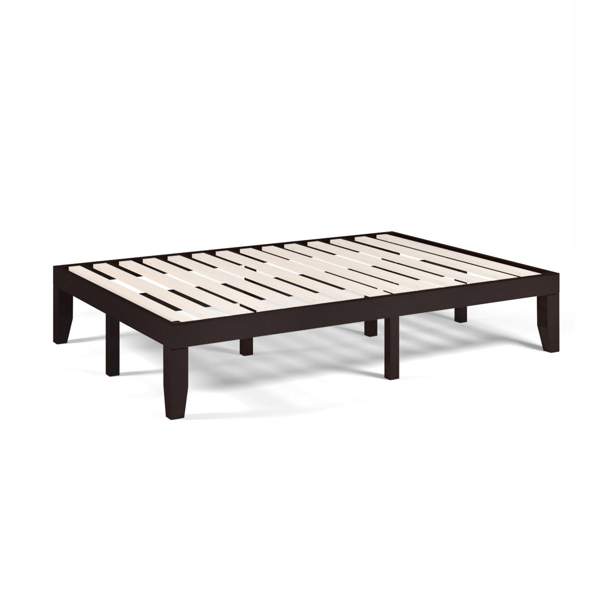 Base de cama de plataforma de madera de tamaño completo de 14 pulgadas con soporte de listones de madera