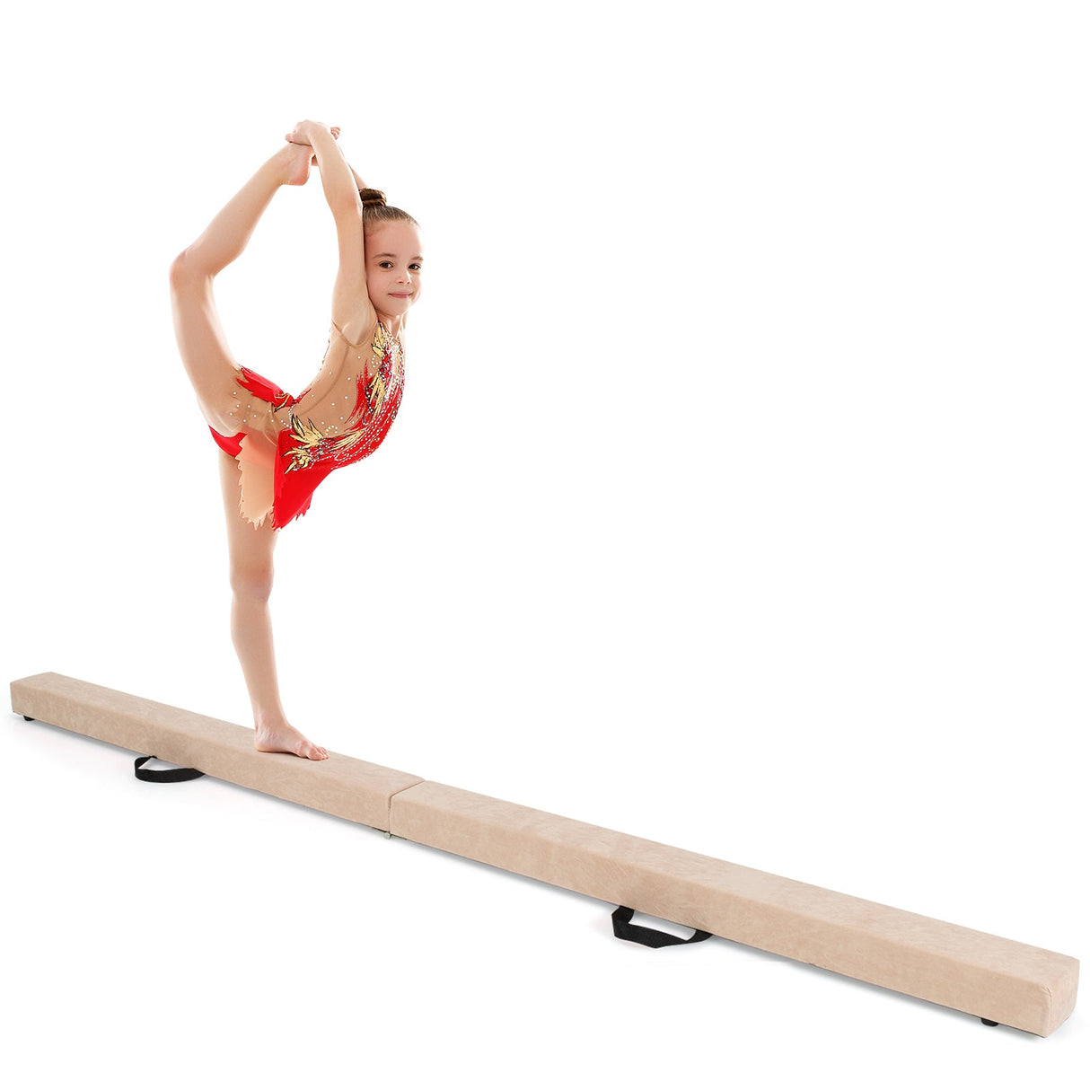 Barra de equilibrio portátil plegable de 7 pies con asas para gimnastas