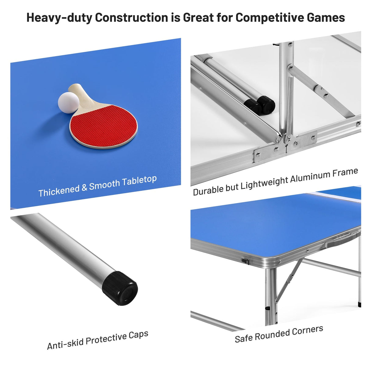 Mesa de ping-pong plegable portátil de 60 pulgadas con accesorios