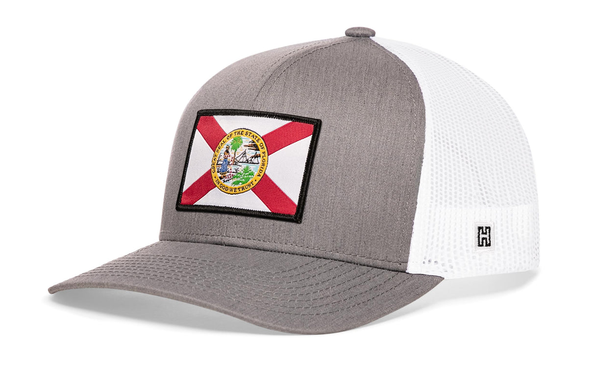 Florida Flag Trucker Hat | Gray-Black FL Snapback