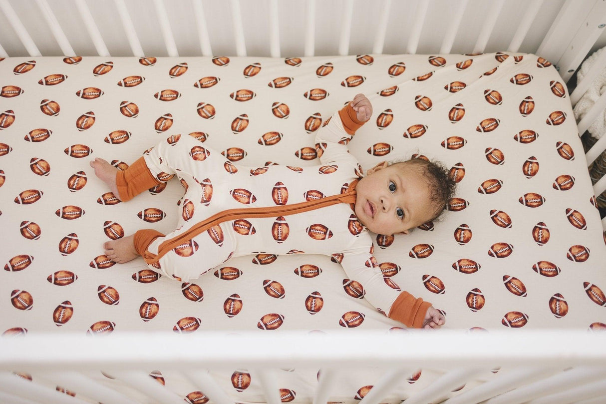 Sábana de bambú para cuna con estampado de fútbol