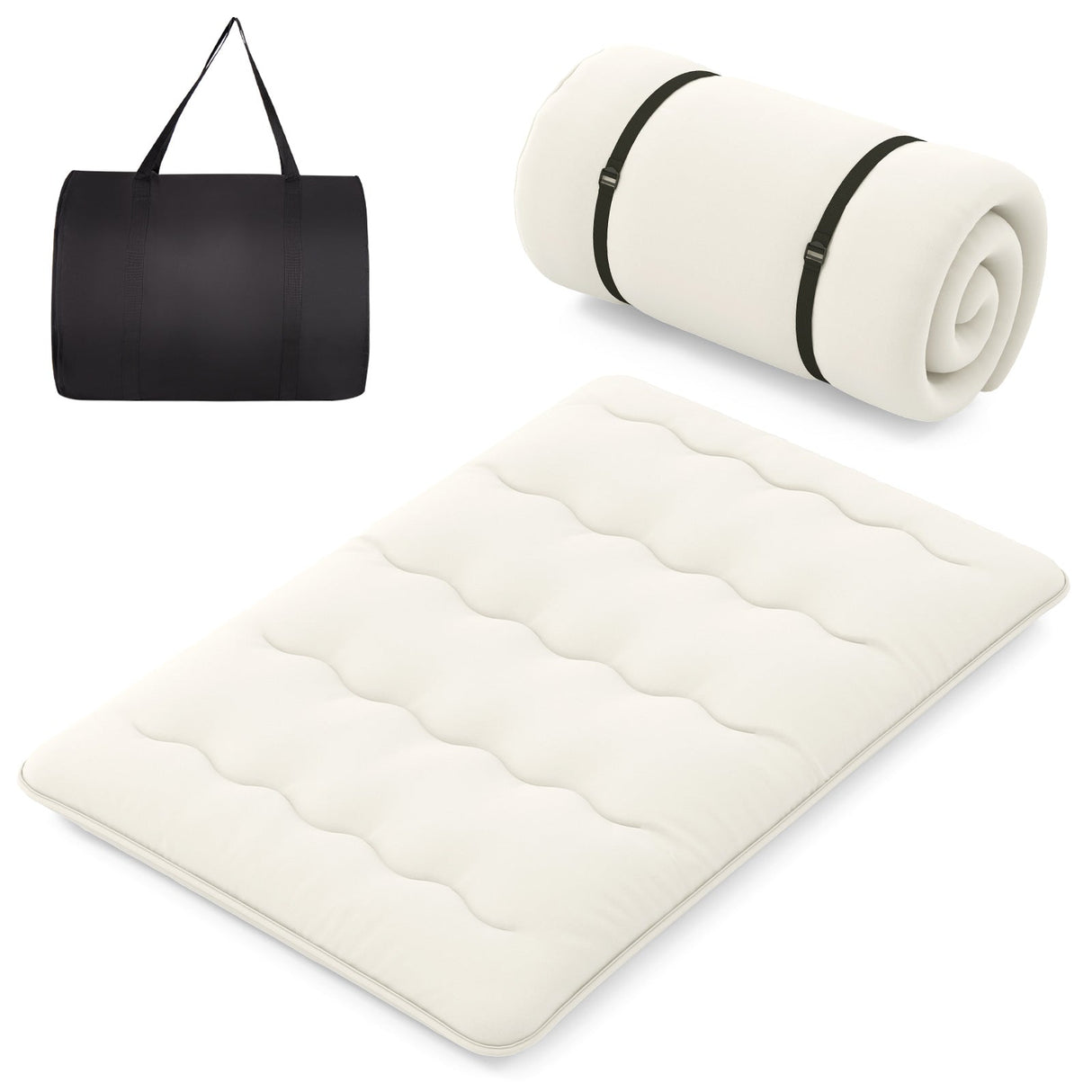 Colchón/Colchoneta para Futón de Piso con Funda Lavable Tamaño Queen/King/Twin/Full Beige