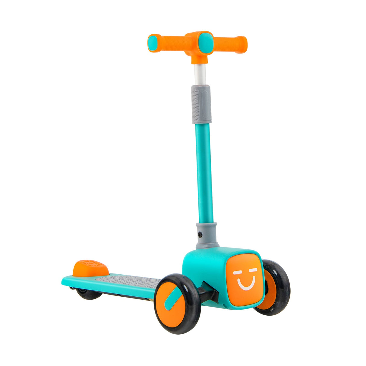 Patinete de juguete para niños, plegable y ajustable, con ruedas LED que se iluminan, bocina y 4 fundas de emojis