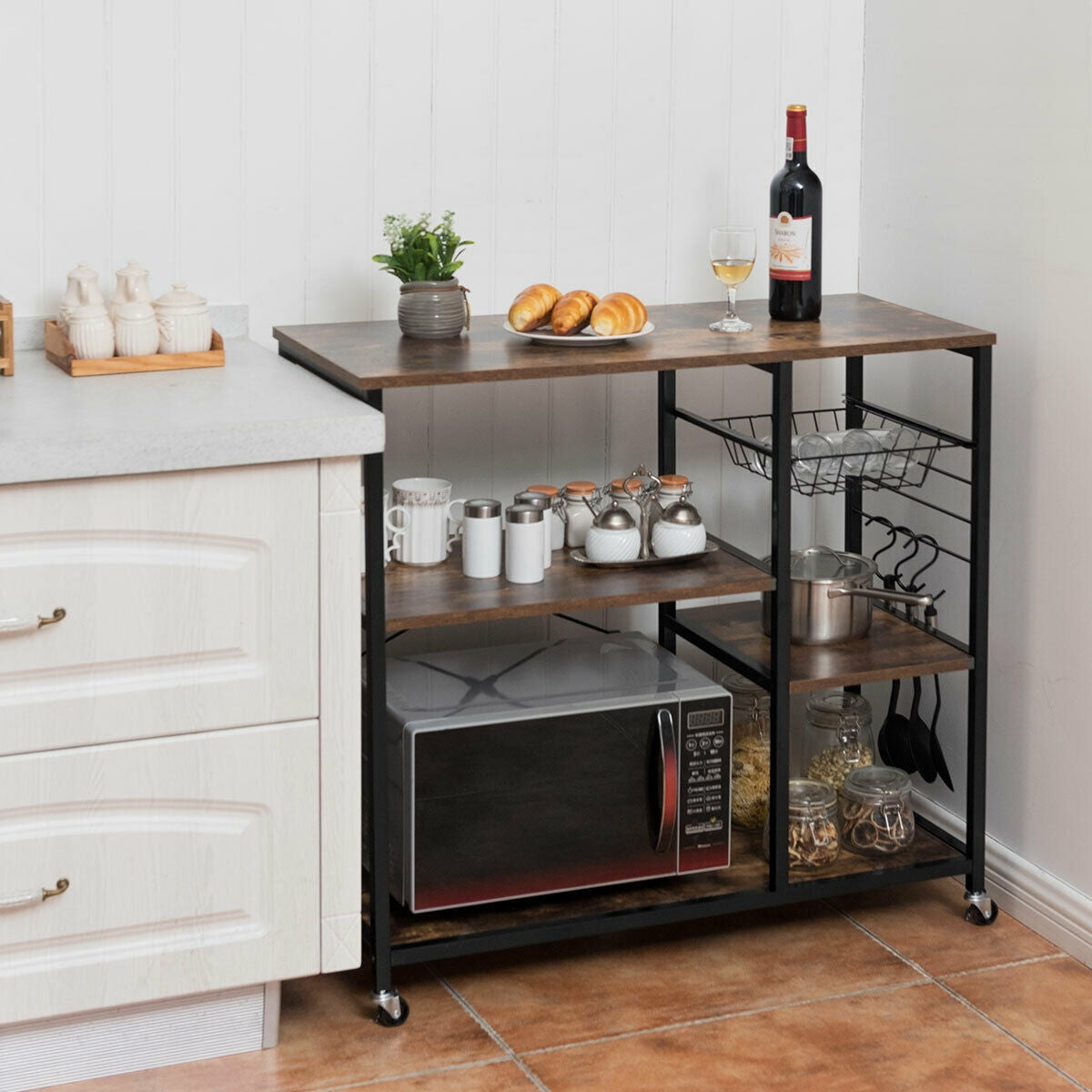 Estantería de almacenamiento para panadería de cocina industrial con ruedas