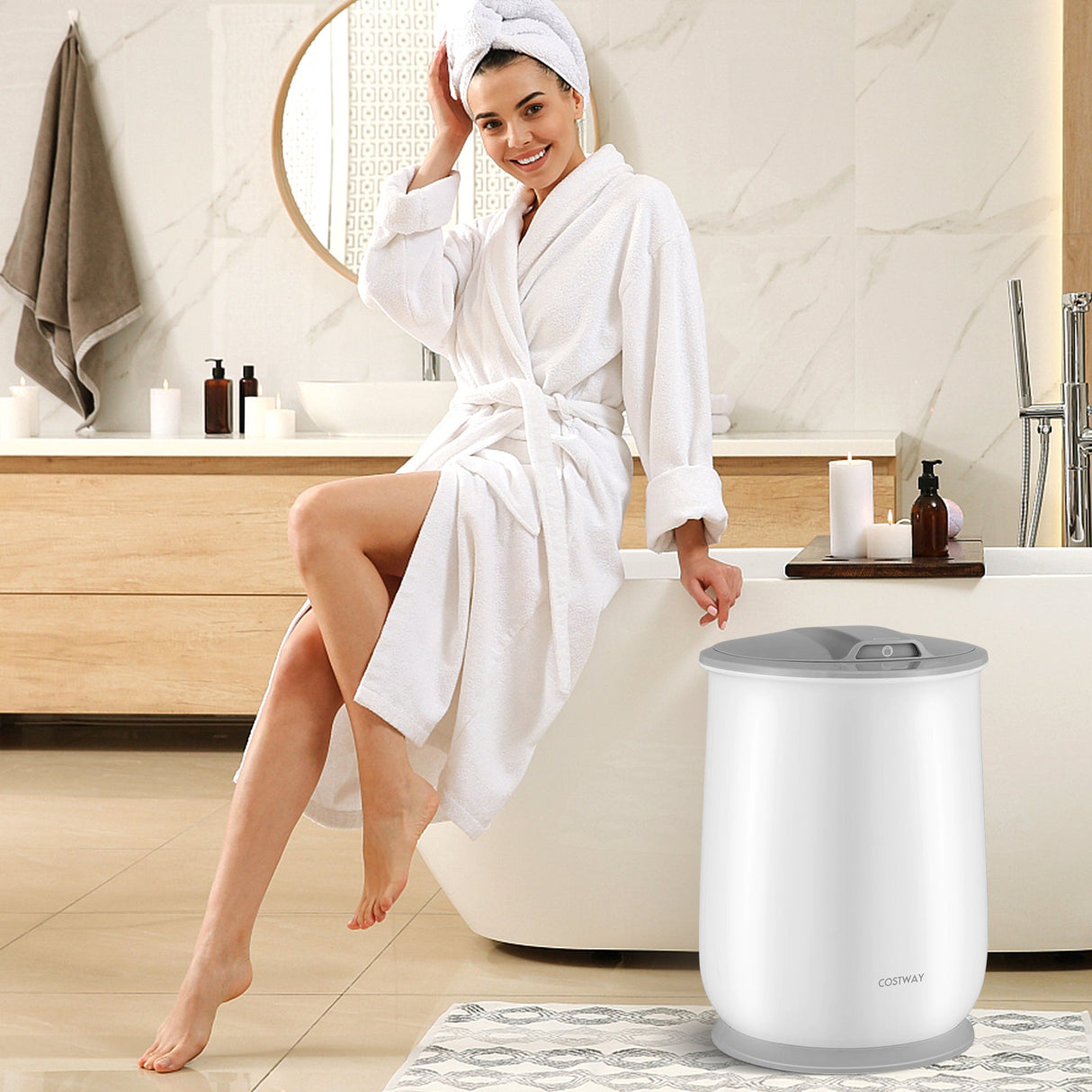 Calentador de toallas tipo cubo con apagado automático para baño