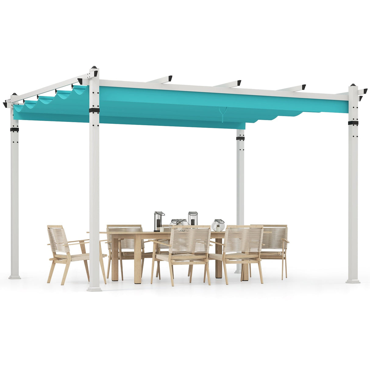 Pérgola Exterior con Toldo Retráctil y Estructura de Aluminio