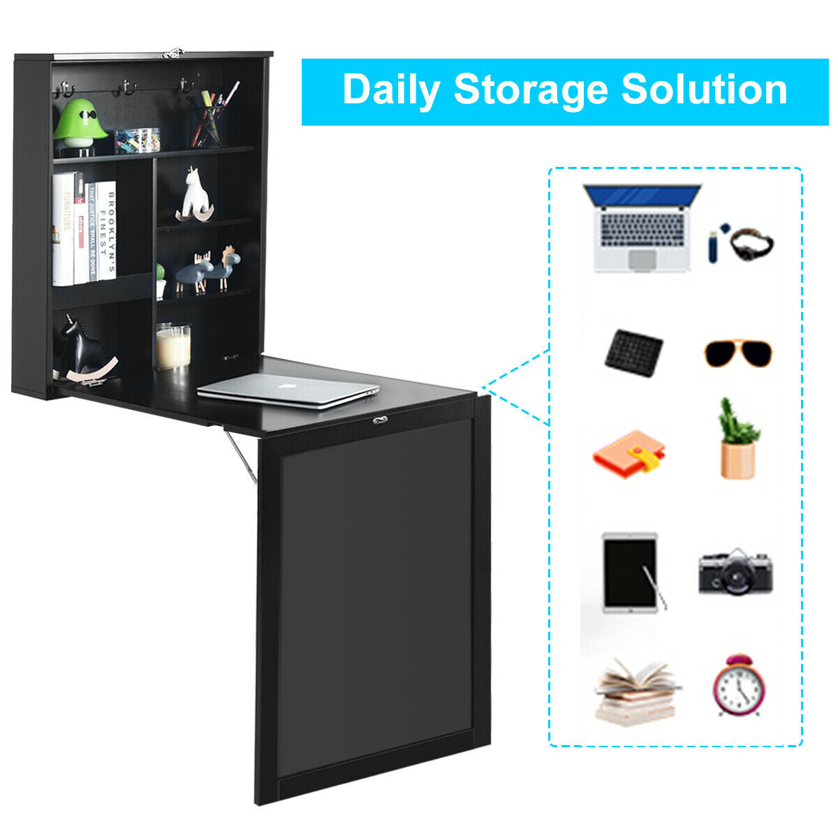 Mesa plegable de pared con pizarra