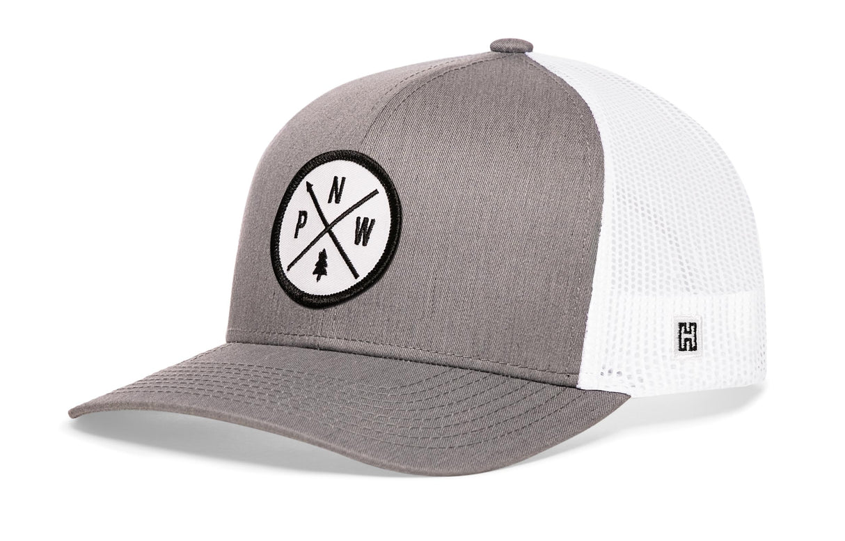 PNW Trucker Hat | Gray-White PNW X Snapback