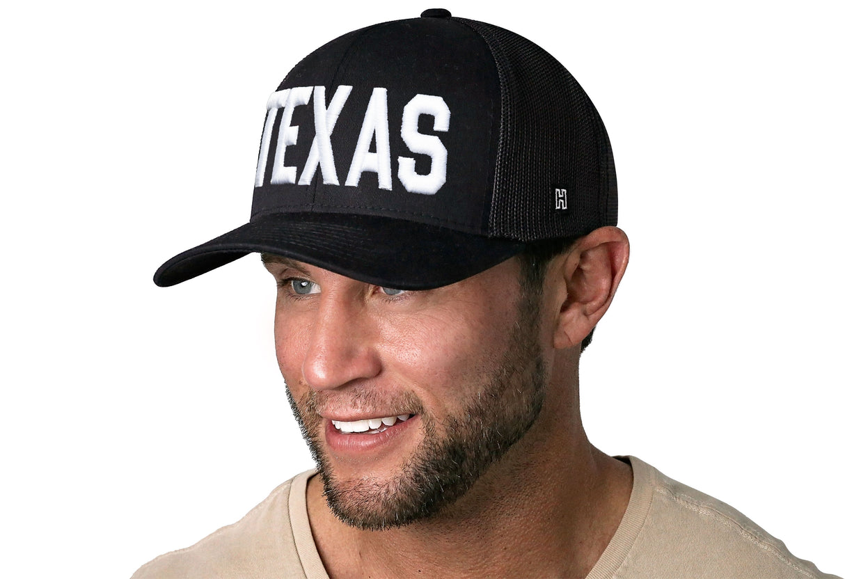Texas Trucker Hat | Black TEXAS Snapback