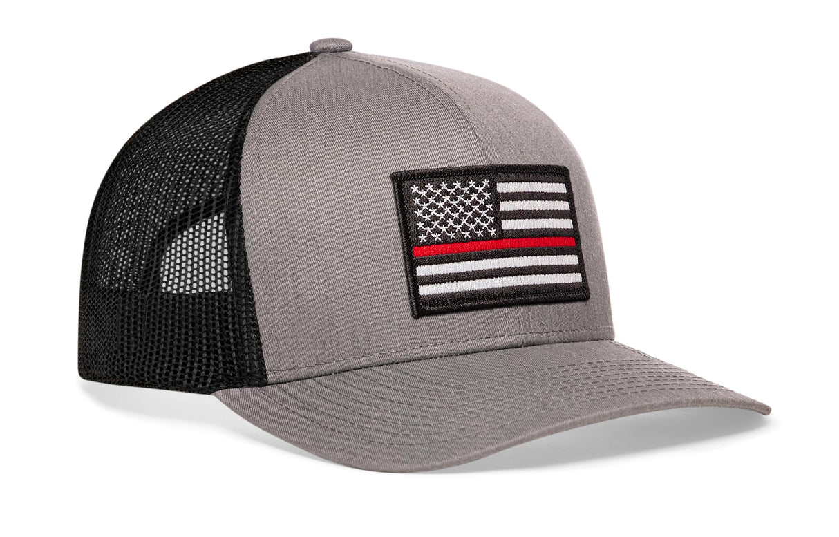 Thin Red Line Trucker Hat | Gray-Black Fire Snapback