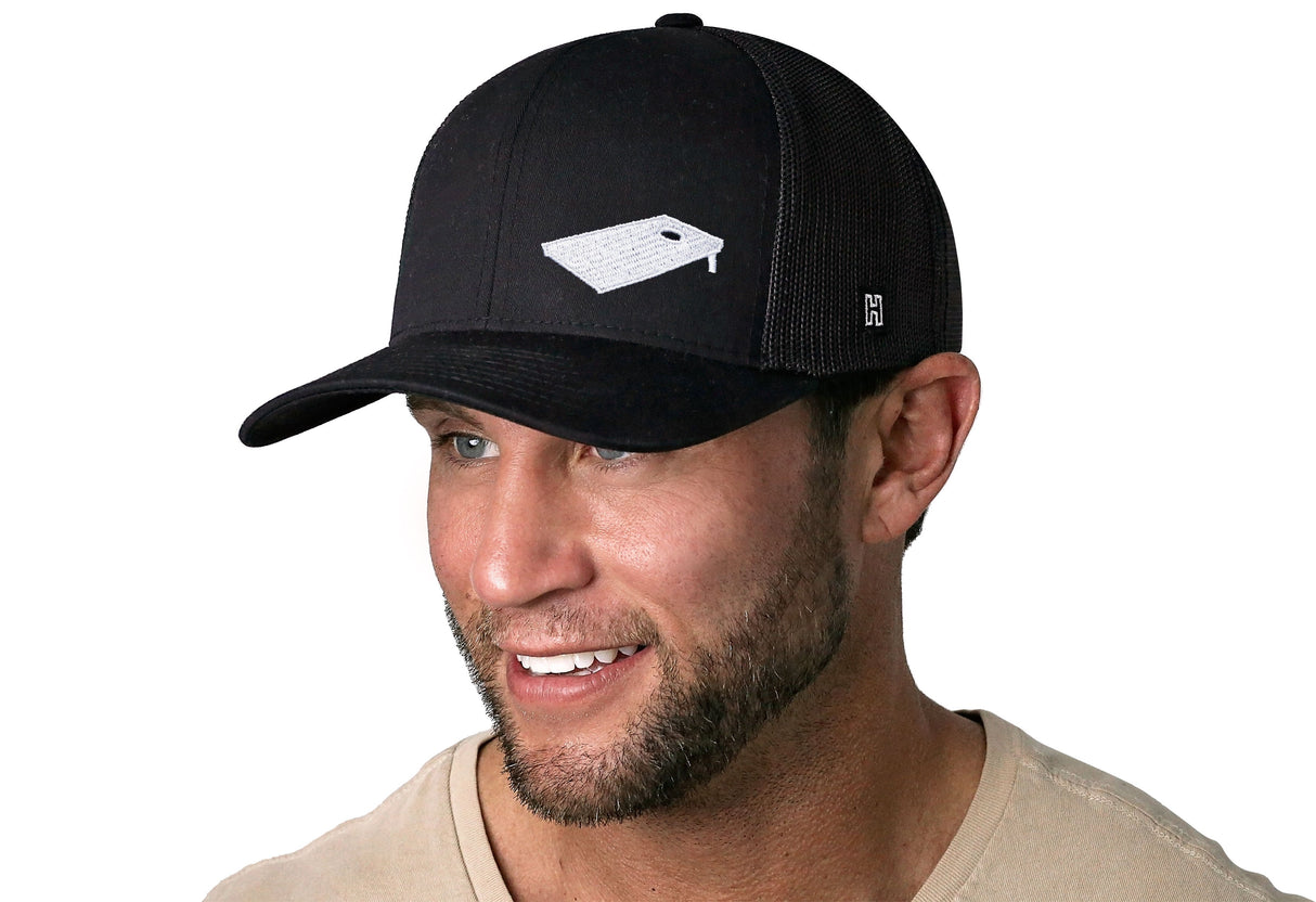 Cornhole Board Trucker Hat | Black Bags Snapback