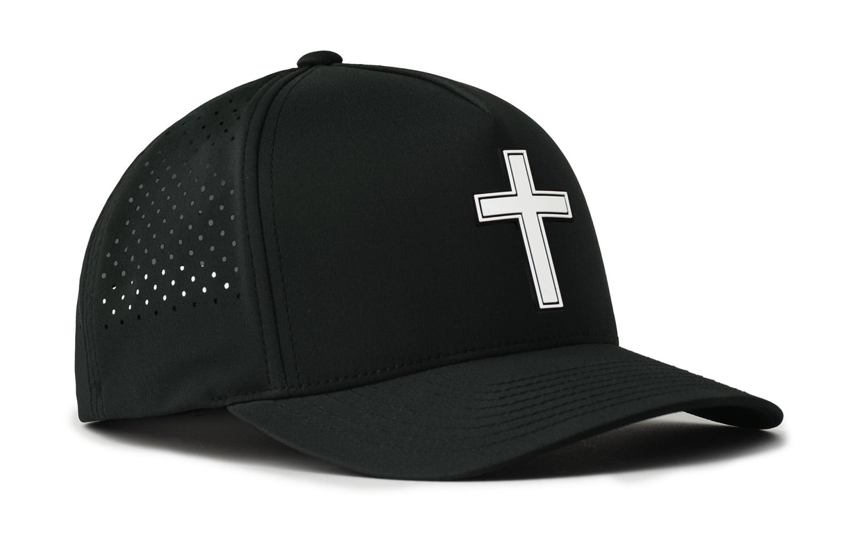Cross Performance 5-Panel Hat | White PVC Christian Flexfit® Snapback