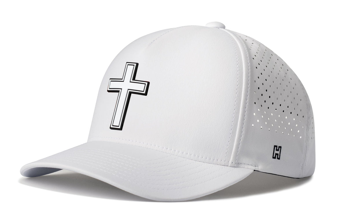 Cross Performance 5-Panel Hat | White PVC Christian Flexfit® Snapback
