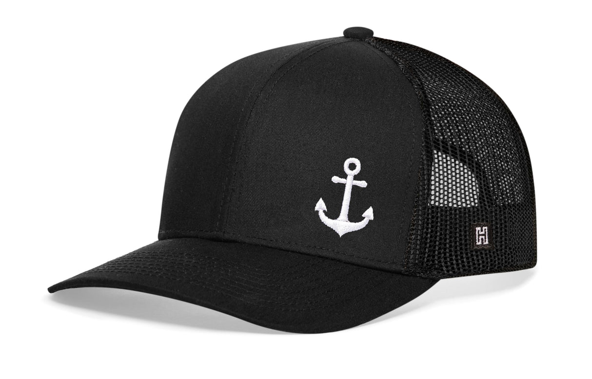 Anchor Trucker Hat | Black Boating Snapback