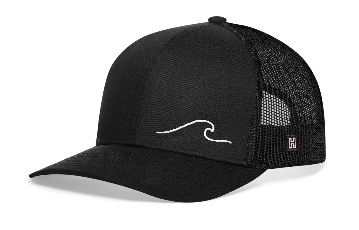 Wave Trucker Hat | Black Beach Snapback