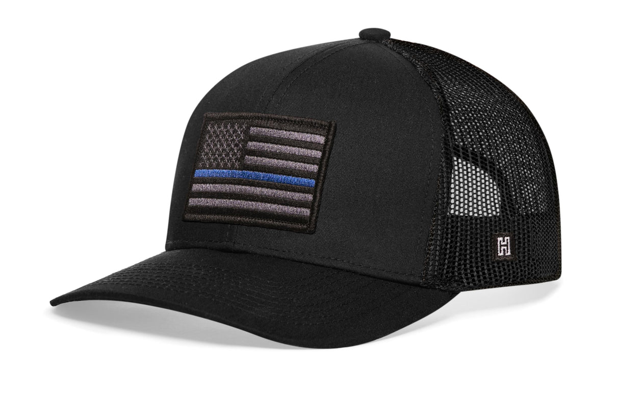 Thin Blue Line Trucker Hat | Black Police Tactical Snapback