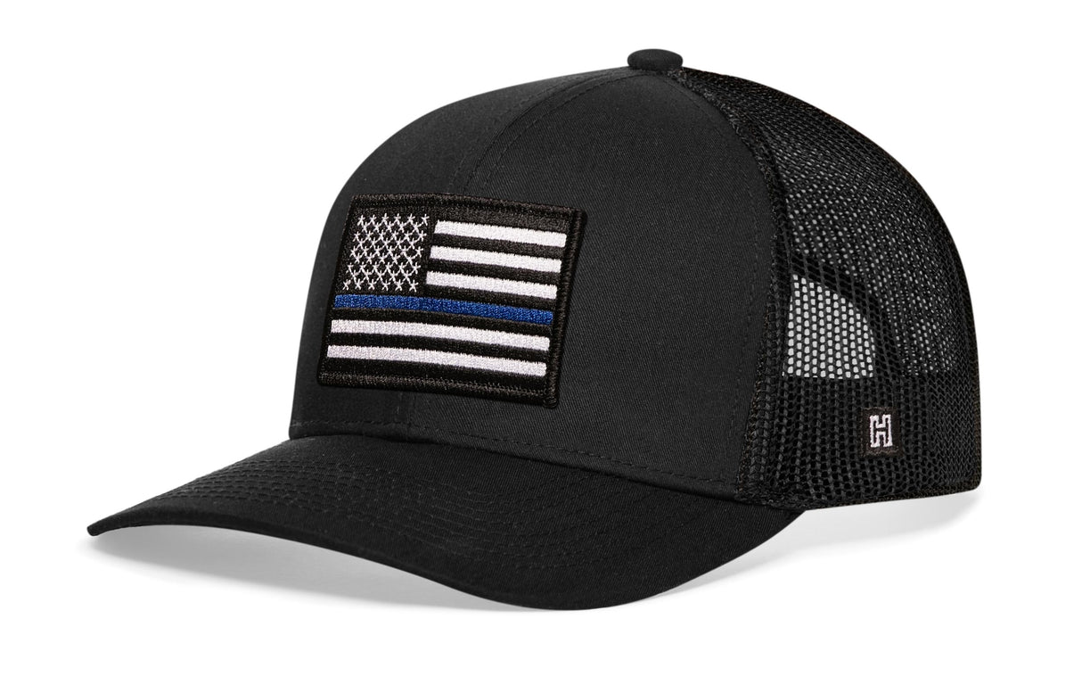 Thin Blue Line Trucker Hat | Black Police Snapback